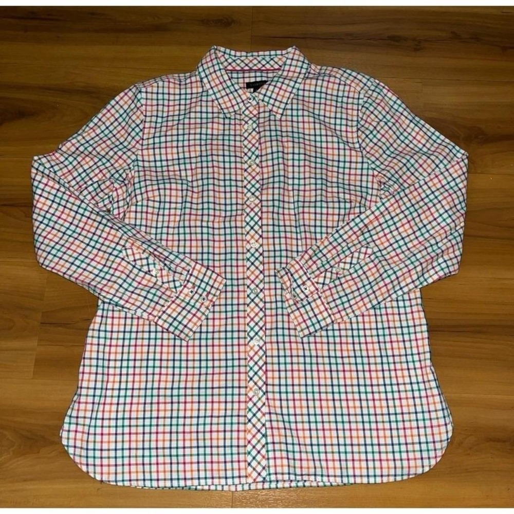 Womens Talbots Plaid Button Down Colorful Casual Shirt‎